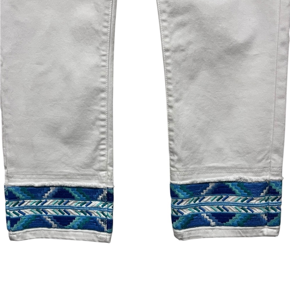NWT APNY | Southwestern Cuff Cropped Straight Pull On White Denim Jeans 10‎ - Picture 5 of 10